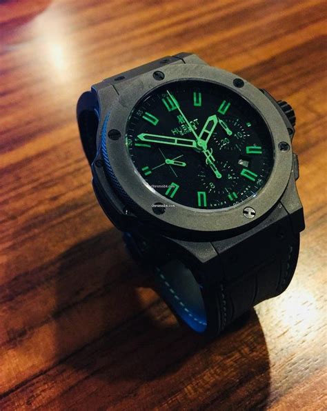 hublot big bang all black green limited edition chronograph|Hublot geneve 582 888 price.